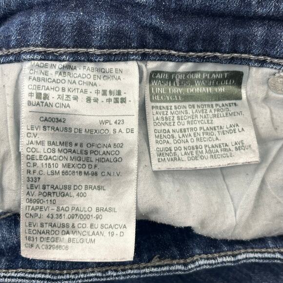 Levi's Blue High Rise Straight Skinny Leg Altered Denim Jeans 16M - Picture 8 of 12